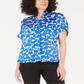 Blusa feminina Alfani estampada manga curta azul tamanho pequeno M
