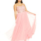 City Studios Women's Embellished Spaghetti Strap Sweetheart Neckline Full Length Formal Fit Flare Dress Pink Size 16W