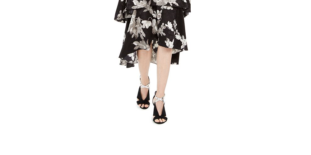 Vestido midi com cinto e camadas Calvin Klein feminino, preto, creme, tamanho 14