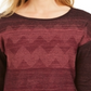 JM Collection Suéter feminino com ombros caídos e costura metálica, tamanho médio, vinho