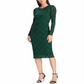 Vestido Ralph Lauren Feminino Bordado Renda Manga Longa Gola Joia Acima do Joelho Bainha Para Usar no Trabalho Verde Tamanho 18