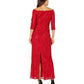 Vestido longo de renda e lantejoulas Alex Evenings feminino, ombro de fora, vermelho, tamanho 12P