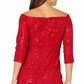 Vestido longo de renda e lantejoulas Alex Evenings feminino, ombro de fora, vermelho, tamanho 12P