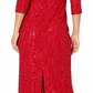 Vestido longo de renda e lantejoulas Alex Evenings feminino, ombro de fora, vermelho, tamanho 12P