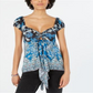 Blusa de malha feminina Free People La Bamba Babydoll com amarração frontal azul tamanho XS