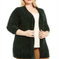 Karen Scott Cardigan Feminino Plus com Frente Aberta em Chenille Verde Tamanho 3XL