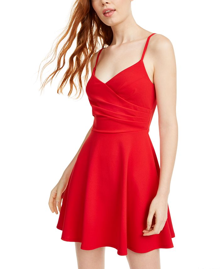 Vestido Trixxi Juniors sem mangas franzido, corte evasê, vermelho, tamanho 2XL