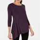 Camiseta feminina Alfani assimétrica manga 3/4 roxa tamanho P