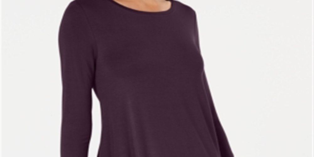 Camiseta feminina Alfani assimétrica manga 3/4 roxa tamanho P