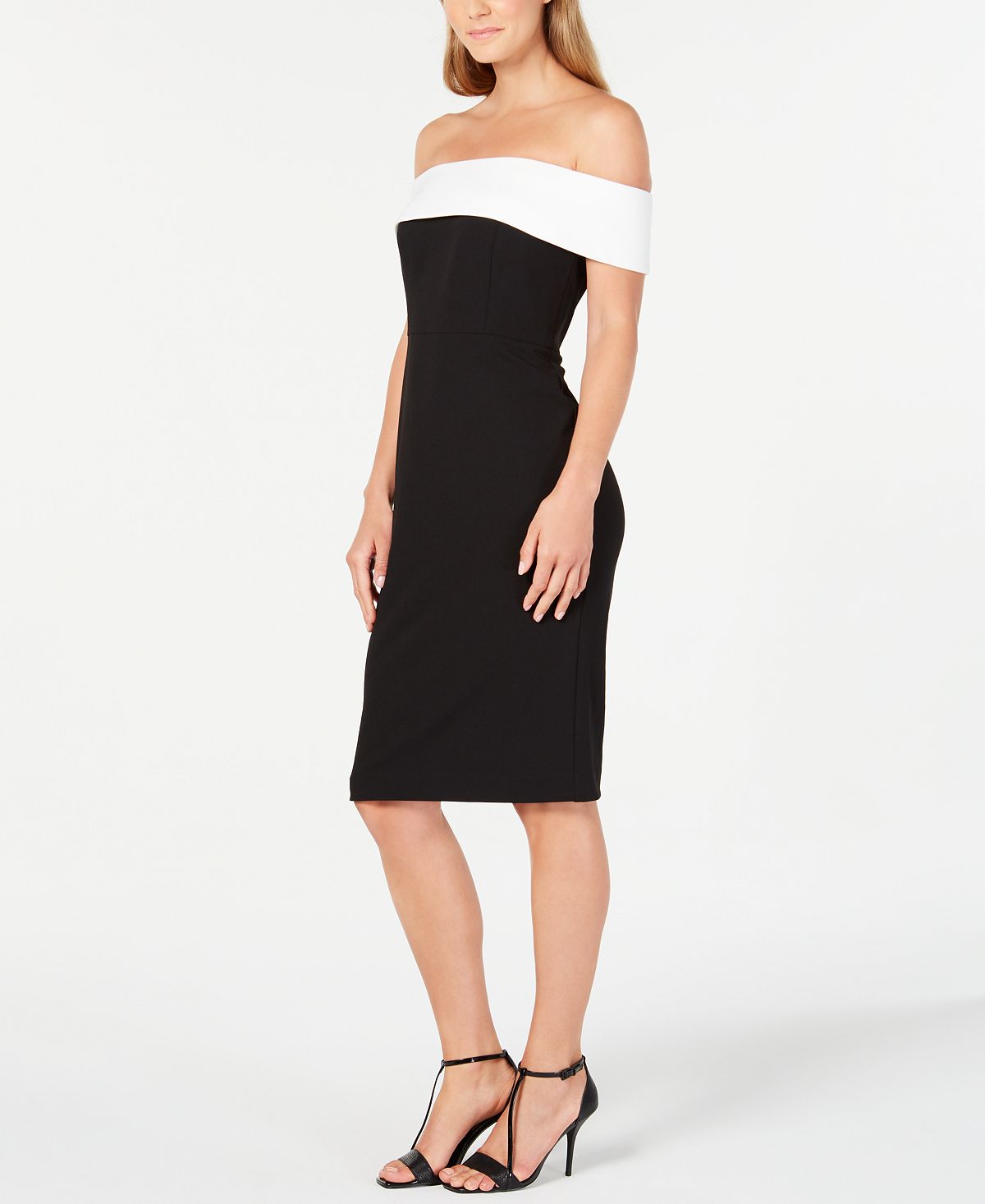 Vestido Calvin Klein Feminino com Costura Ombro a Ombro Preto Tamanho 2 Petite