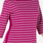 Blusa feminina Karen Scott de algodão listrada com bainha ventilada, rosa, tamanho extragrande