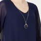 Blusa feminina com colar assimétrico JM Collection, azul, tamanho pequeno