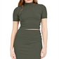 Camiseta feminina Bar III com nervuras, verde, tamanho pequeno