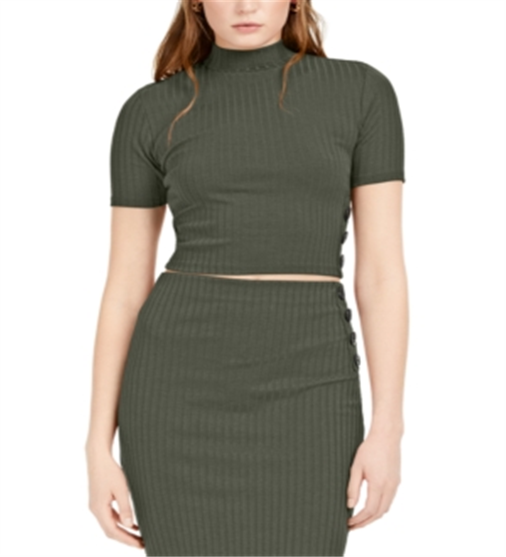 Camiseta feminina Bar III com nervuras, verde, tamanho pequeno