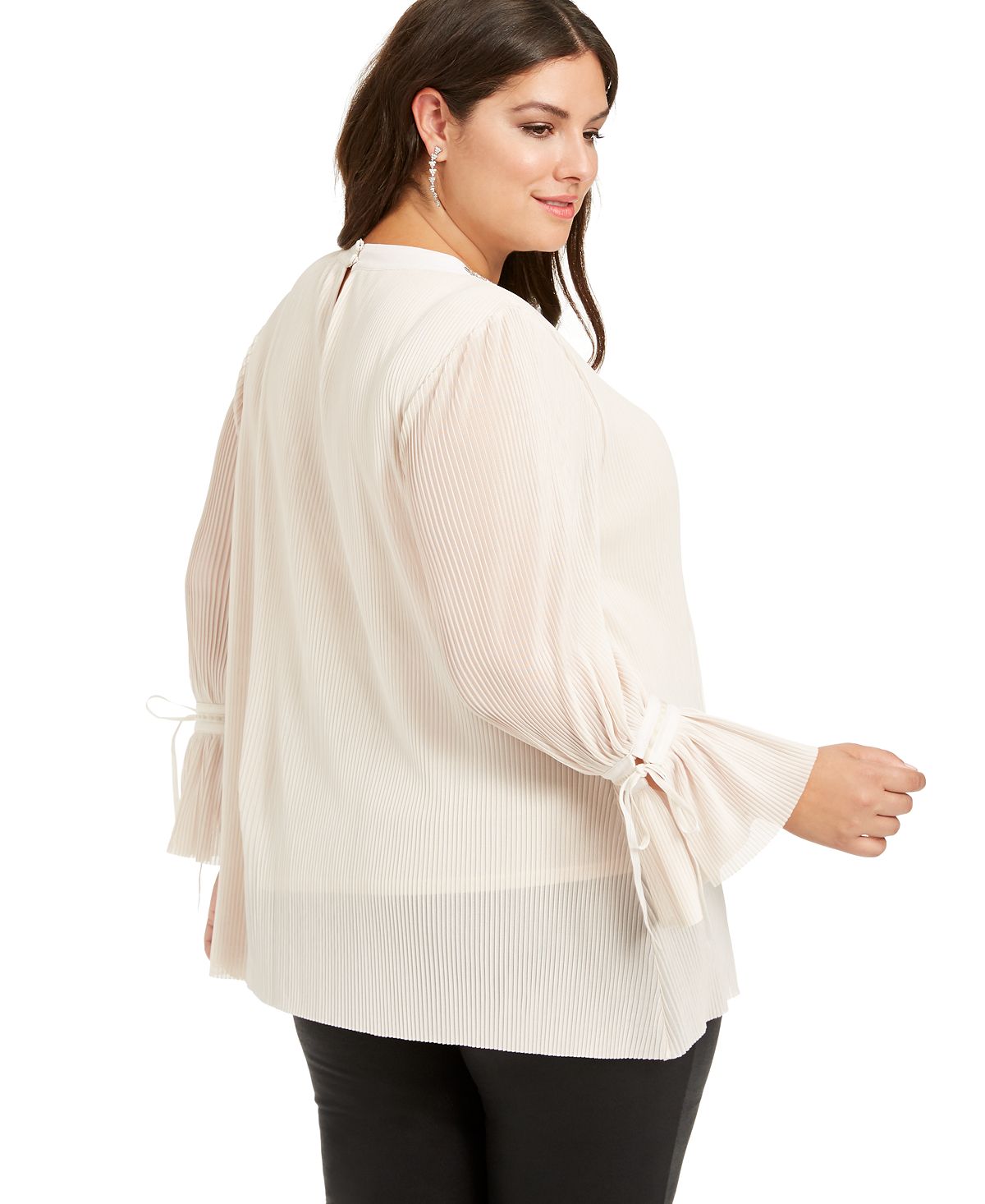 Blusa plissada plus size feminina Alfani bege tamanho 0X