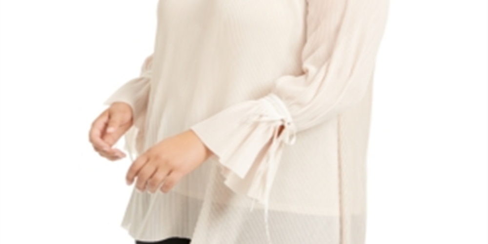Blusa plissada plus size feminina Alfani bege tamanho 0X