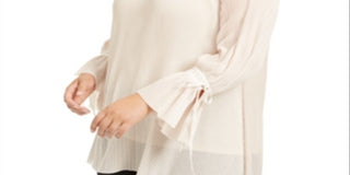 Blusa plissada plus size feminina Alfani bege tamanho 0X