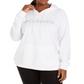 Moletom com capuz feminino Columbia French Terry com estampa de logotipo, branco, tamanho 1X