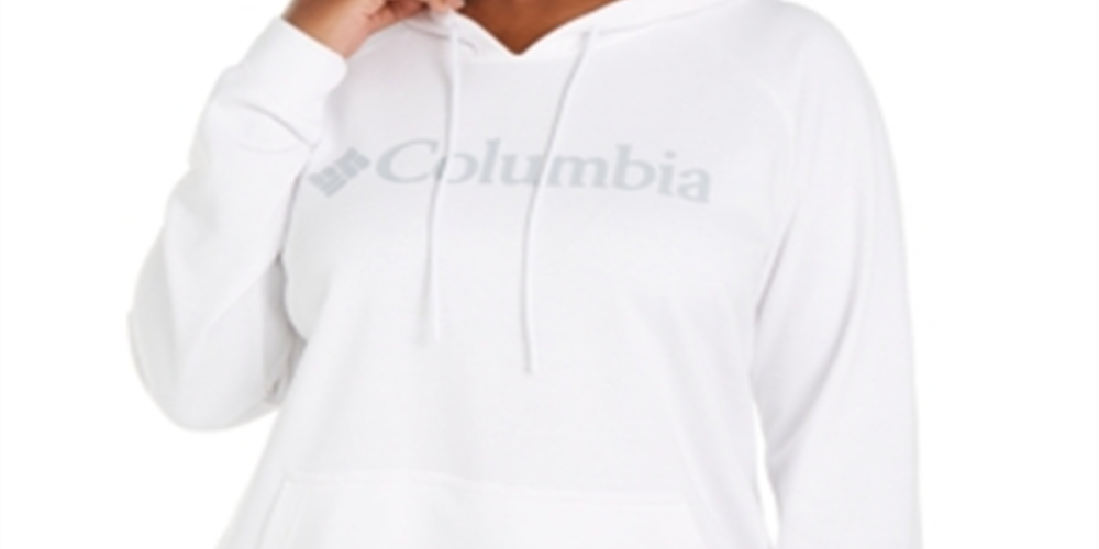 Moletom com capuz feminino Columbia French Terry com estampa de logotipo, branco, tamanho 1X