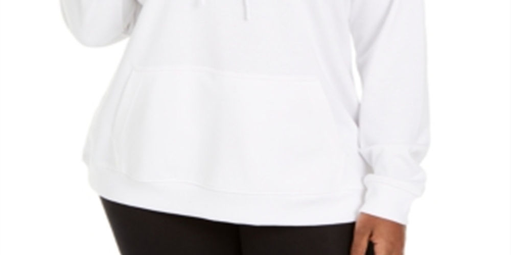 Moletom com capuz feminino Columbia French Terry com estampa de logotipo, branco, tamanho 1X