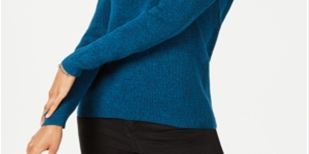 Karen Scott Suéter Feminino com Decote em V e Canelado Azul Tamanho XX-G