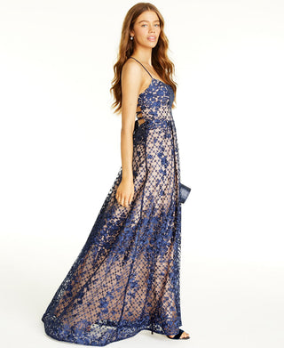 Jump Vestido feminino bordado com alças finas, decote quadrado, comprimento total, formal, azul, tamanho 5-6