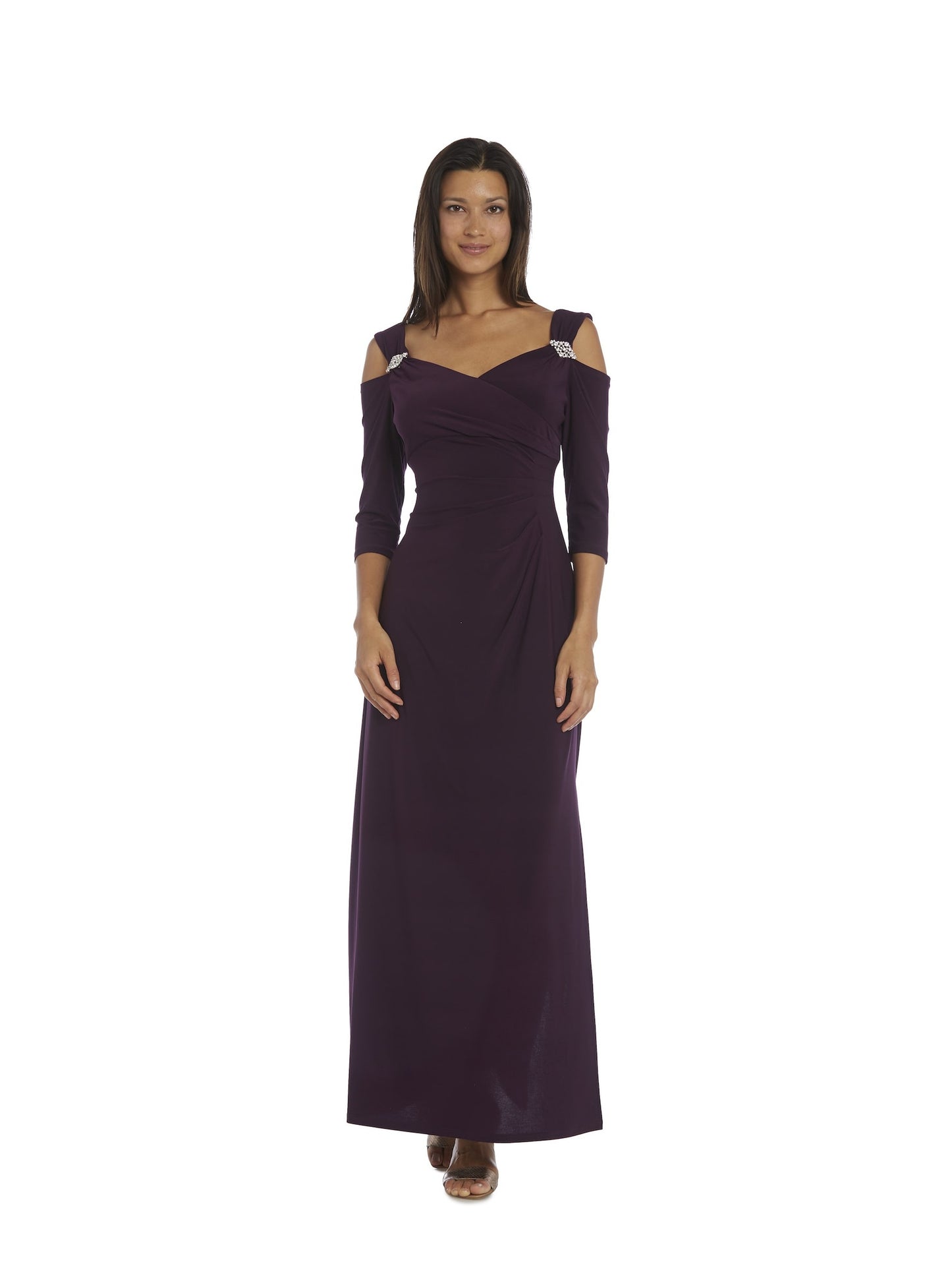 Vestido de noite feminino DressBarn com recortes nos ombros, roxo, tamanho 12