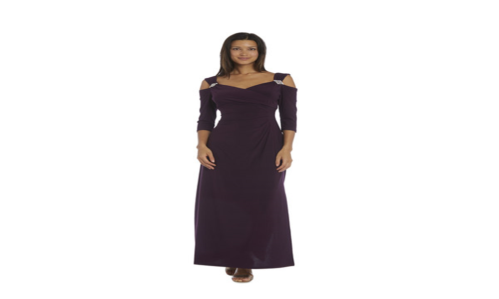 Vestido de noite feminino DressBarn com recortes nos ombros, roxo, tamanho 12