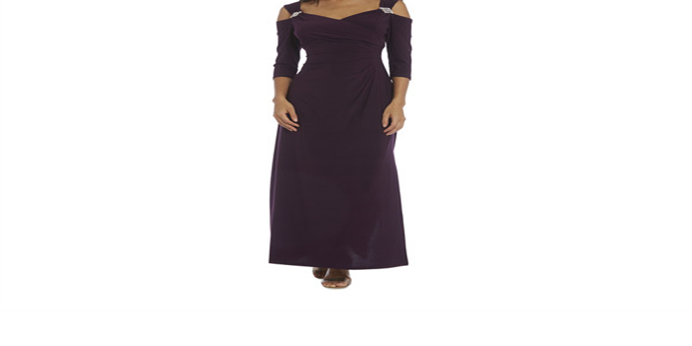 Vestido de noite feminino DressBarn com recortes nos ombros, roxo, tamanho 12