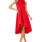 Quiz Vestido de noite feminino elástico com alças finas e comprimento midi, tamanho 4, vermelho