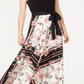 INC Vestido formal feminino preto com cinto floral, sem mangas, gola redonda, comprimento total, tamanho 6
