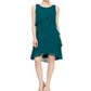 Vestido de chiffon em camadas feminino SL Fashions, verde, tamanho 4
