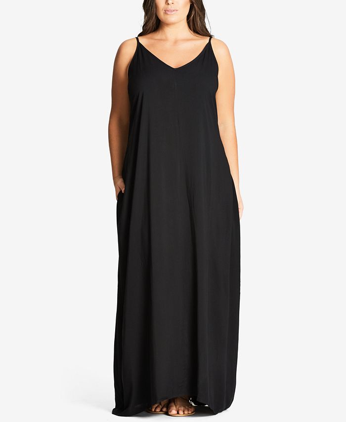 City Chic Feminino MAXI DECOTE V Preto Tamanho X-S