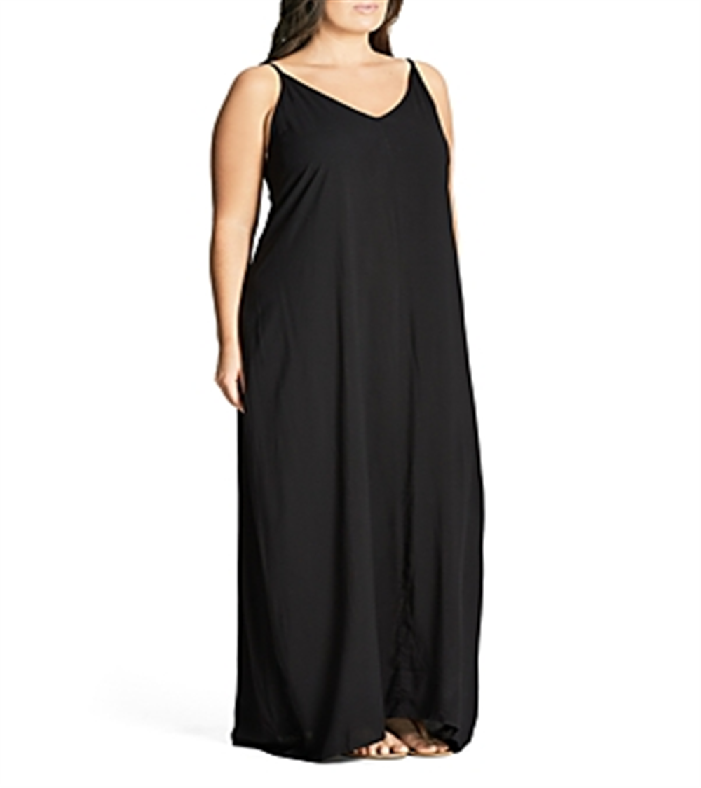City Chic Feminino MAXI DECOTE V Preto Tamanho X-S