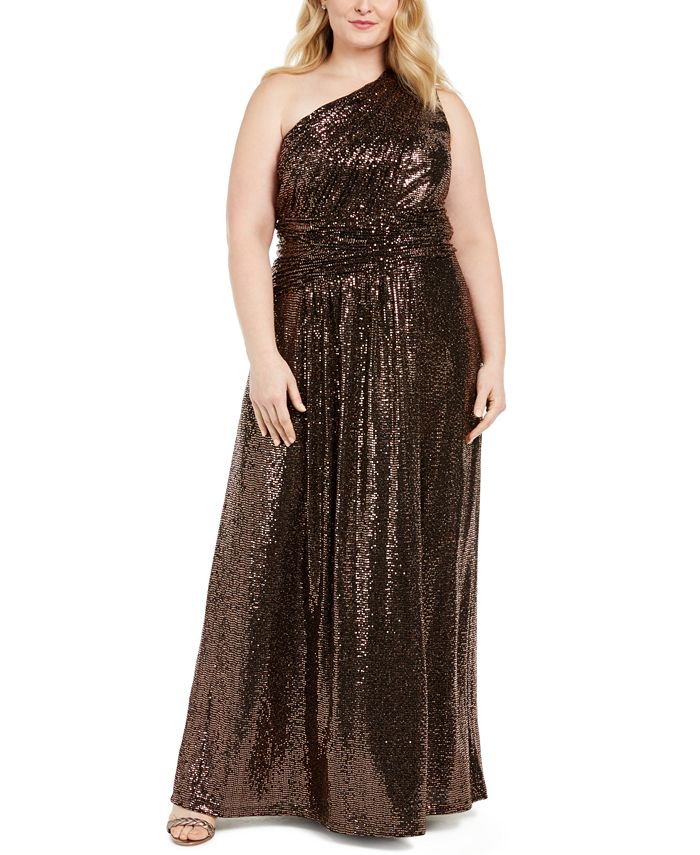 Vestido Calvin Klein Feminino Sem Mangas Com Lantejoulas E Decote Assimétrico Longo Formal Preto Tamanho 18W