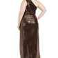 Vestido Calvin Klein Feminino Sem Mangas Com Lantejoulas E Decote Assimétrico Longo Formal Preto Tamanho 18W