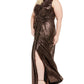 Vestido Calvin Klein Feminino Sem Mangas Com Lantejoulas E Decote Assimétrico Longo Formal Preto Tamanho 18W