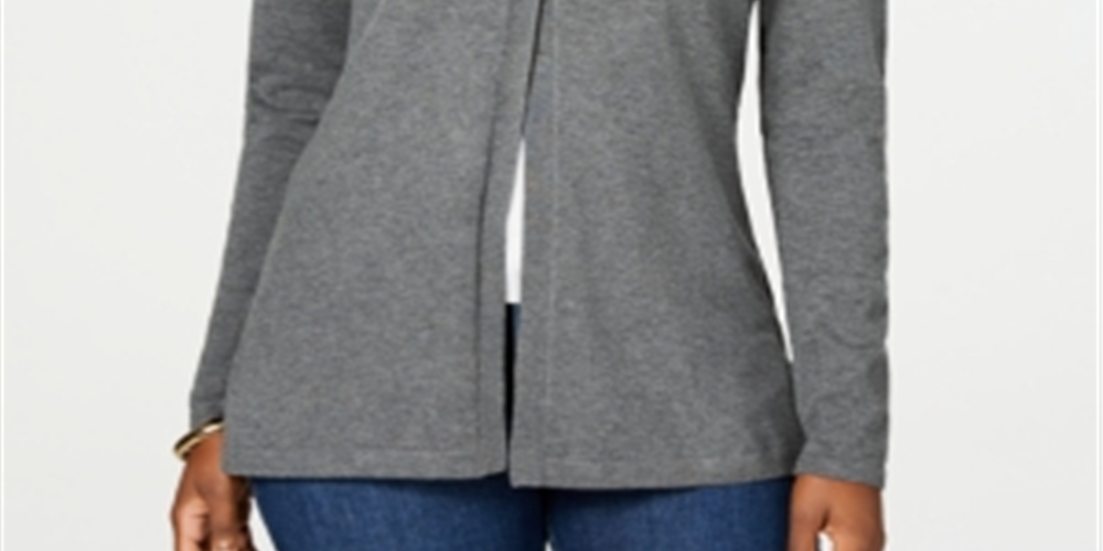 Karen Scott Cardigan Feminino com Botões e Fenda Lateral Cinza Tamanho G