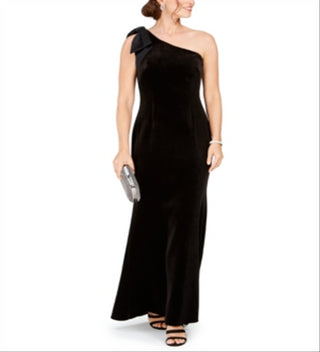Eliza J Velvet One Shoulder Gown Black Size 8
