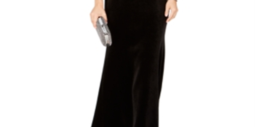 Vestido de veludo Eliza J com um ombro só, preto, tamanho 8