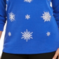Blusa feminina Karen Scott com floco de neve e detalhes em azul, tamanho XXG