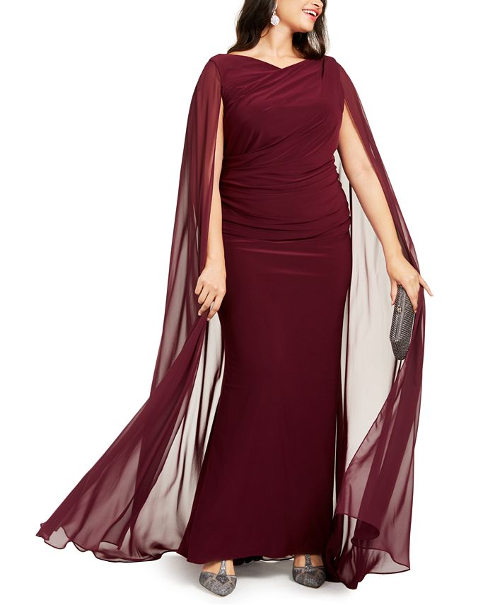 Vestido formal longo sem mangas Betsy &amp; Adam feminino, vermelho, tamanho 18W
