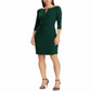 Vestido de malha elástica com decote em V Ralph Lauren feminino, verde, tamanho 18