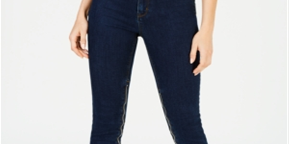 Calça Jeans Skinny Feminina La La Anthony Power Zip Stiletto Cintura Alta Azul Tamanho -2
