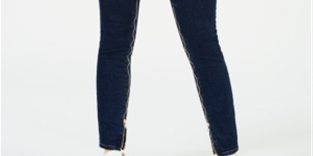 Calça Jeans Skinny Feminina La La Anthony Power Zip Stiletto Cintura Alta Azul Tamanho -2