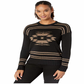 Suéter Ralph Lauren Shendya Listrado Manga Longa Gola Redonda Feminino Preto Tamanho Grande
