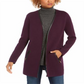 Cardigan feminino Charter Club Milano Cotton com abertura frontal, roxo, tamanho grande