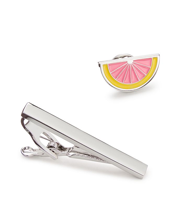 Conjunto de gravata com broche de lapela feminino de marca própria, acessório de toranja, tamanho regular, prateado