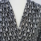 Blusa feminina estampada com decote em V, preta, tamanho médio, Charter Club