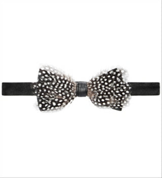 Gravata borboleta masculina Tallia com bolinhas e penas, preta, tamanho regular
